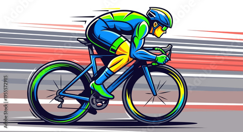 Cyclist in motion colorful illustration of a biker on a bike