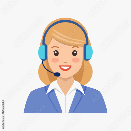 Customer Service Representative with Headset Illustration.