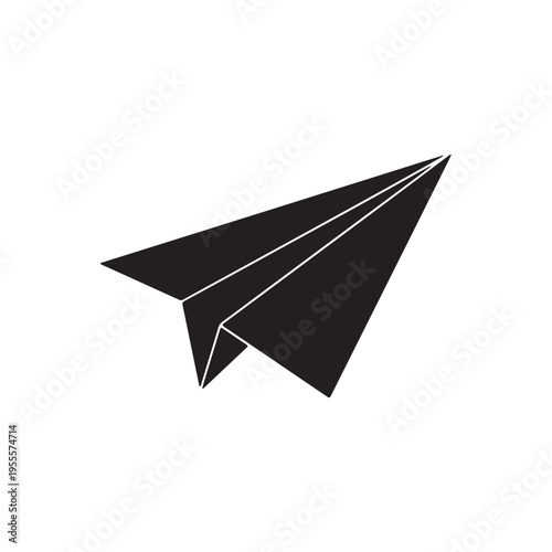 Black Paper plane silhouette vector illustration on white background