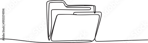 Minimalist document folder continuous line drawing icon symbol isolate design. one line Icon drawing