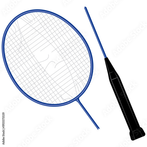 broken badminton racket, damaged badminton racket.