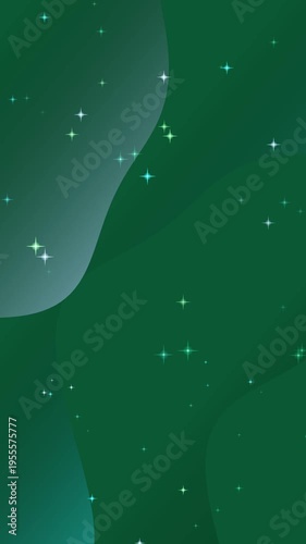 Dark Green Background with Shifting Shapes and Stars.