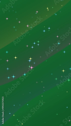 Green Background with Sparkling Stars Animation.