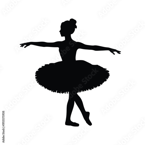 A graceful ballerina performing a classic dance pose while wearing a traditional layered tutu isolated on white background, Vector, illustration