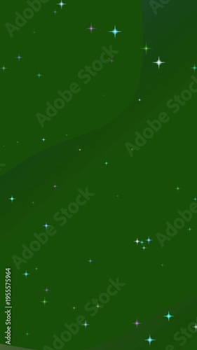 Green Background with Stars and Planet.