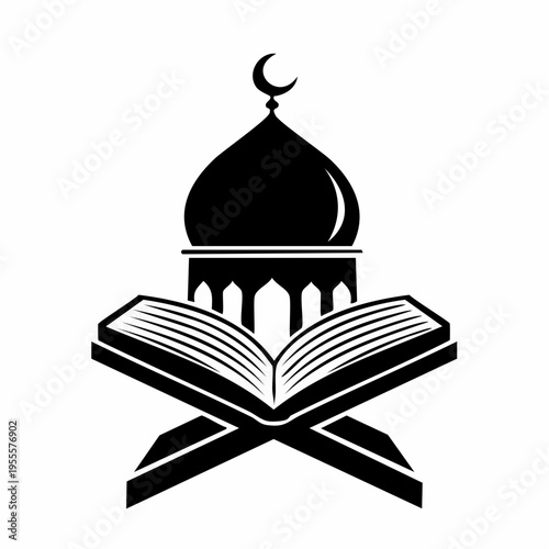 Islamic symbols Quran on a stand with a dome, representing religious study and devotion in Islam