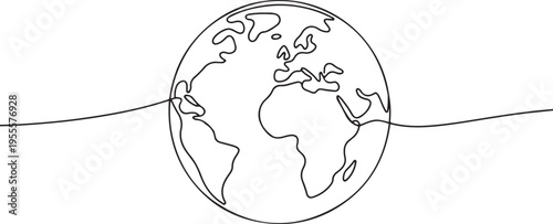 Continuous Earth line drawing stock vector illustration isolated. one line Icon drawing