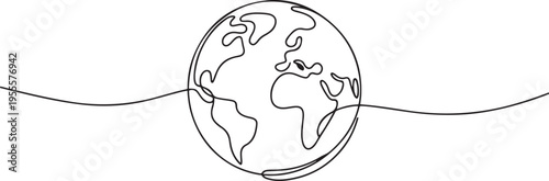 Continuous Earth line drawing stock vector illustration isolated. one line Icon drawing