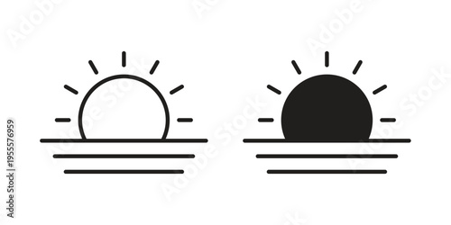 Sunrise icon linear symbol. Vector Designs.