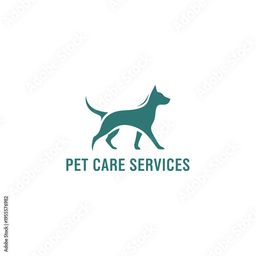 Pet care services walking dog silhouette logo for professional canine training and walking