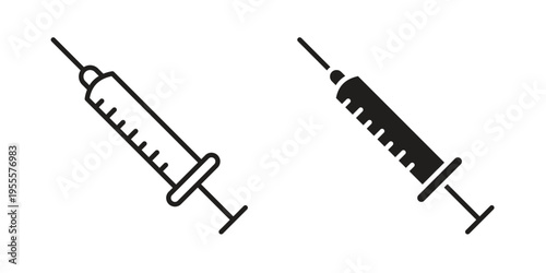 Syringe icon linear symbol. Vector Designs.