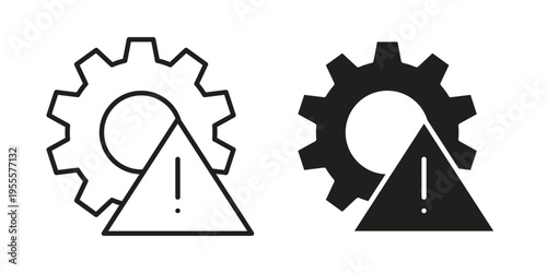 Technical warning icon linear symbol. Vector Designs.