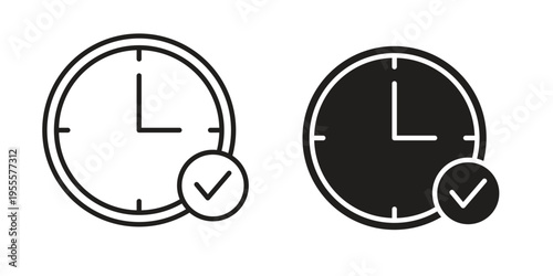 Time check icon linear symbol. Vector Designs.