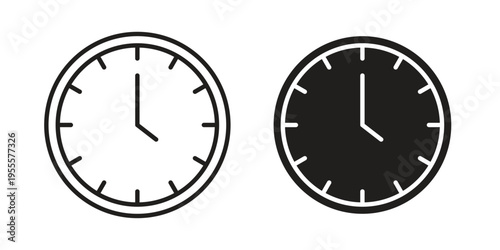 Time clock icon linear symbol. Vector Designs.