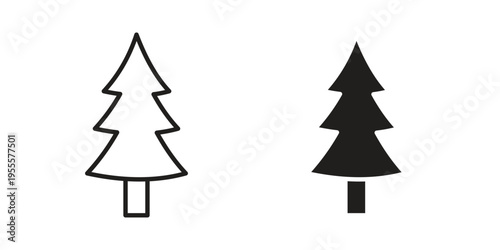 Tree christmas icon linear symbol. Vector Designs.