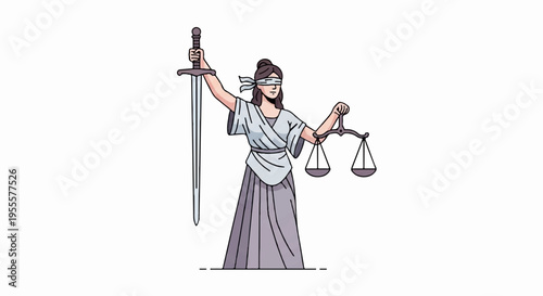Justitia the goddess of justice holding sword and scales symbolizing fairness and law