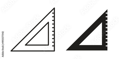 Triangle ruler icon linear symbol. Vector Designs.