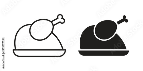 Turkey icon linear symbol. Vector Designs.