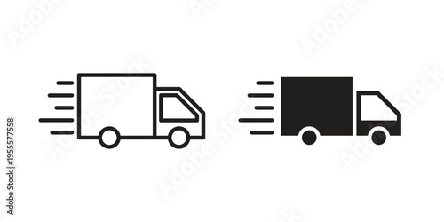 Truck icon linear symbol. Vector Designs.