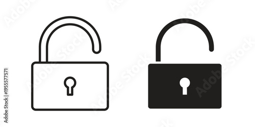 Unlock icon linear symbol. Vector Designs.