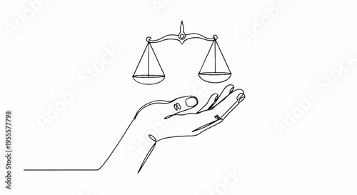 Hand holding scales of justice symbolizing fairness and balance in law and equality