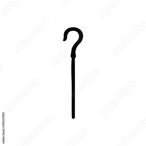 shepherd crook stick silhouette vector flat design on white background.

