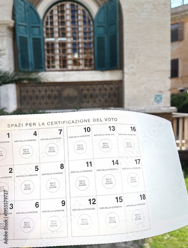Rome, Italy - March 21, 2026, detail of a new ballot paper, an essential physical tool used to cast one's vote.