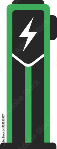 Battery Charging Station Icon – Electric Power, Energy Storage and EV Charger Vector Illustration