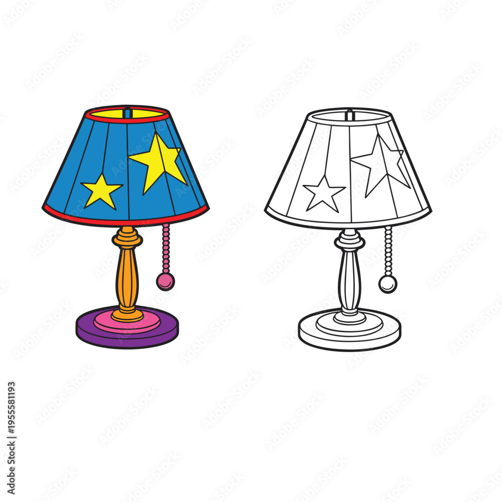 Obraz premium coloring book for kid lamp vector 