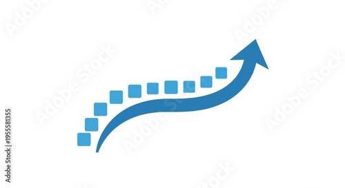 Business growth representation with an upward arrow and a series of stepping blocks