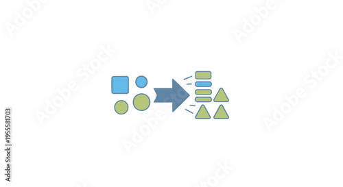Transformation Concept Depicted with Shapes and Arrow Illustrating a Process or Evolution
