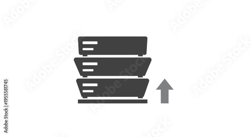 Illustration depicting server racks with an upward arrow for data storage and growth.