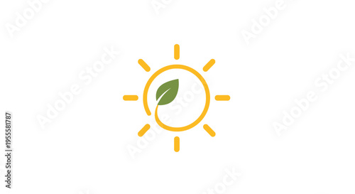 Minimalist sun logo incorporating a leaf, representing eco-friendliness and natural energy.