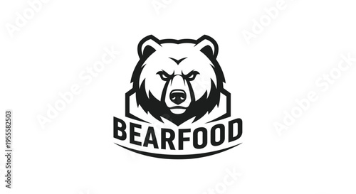 Bearfood logo design featuring a fierce bear head with bold typography and a modern aesthetic.