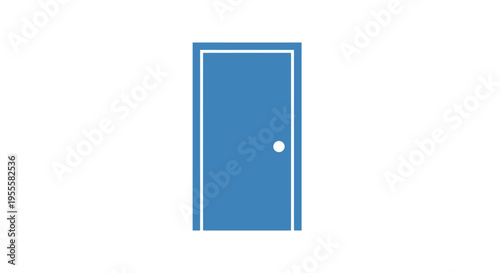 Minimalist Blue Door Graphic Representing Entrance, Access, and Architectural Elements