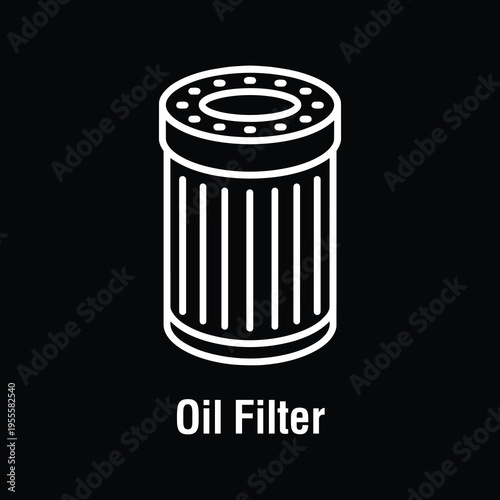 Classic Cylindrical Spin-On Canister Oil Filter Vector Icon - Automotive Engine Maintenance Part