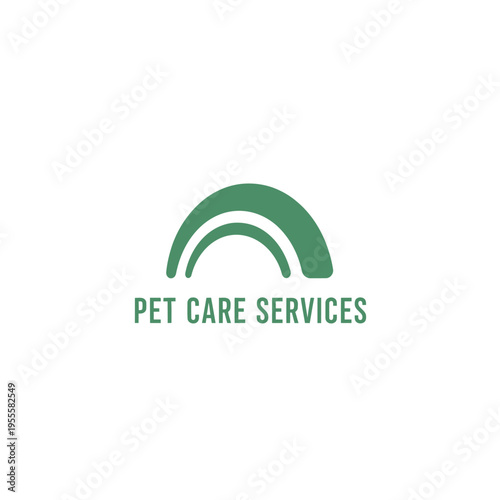 Minimalist green arch logo for pet care services representing growth and animal harmony