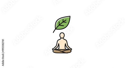 Minimalist illustration depicting tranquility, meditation, and a natural state of being