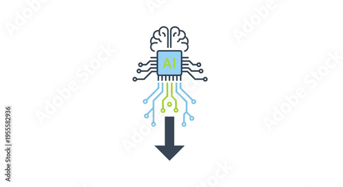 Conceptual illustration of artificial intelligence, processing, and data flow in a digital format