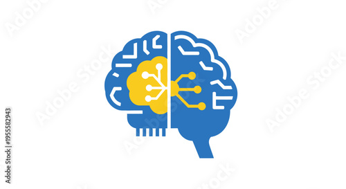 Conceptual illustration of the fusion of artificial intelligence and human cognition