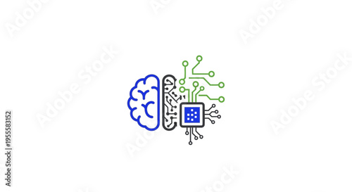 Conceptual illustration depicting the fusion of artificial intelligence and human intellect.
