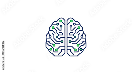 Conceptual illustration of a technological brain, digital intelligence and artificial consciousness