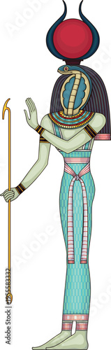 Renenutet . Egyptian hieroglyph and symbol.Isolated figure of ancient egypt god.