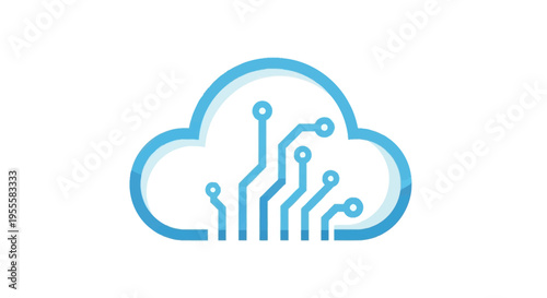 Conceptual representation of cloud computing technology and digital information storage
