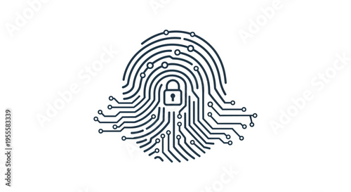 Digital fingerprint with a security lock symbolizing secure access and cybersecurity protection