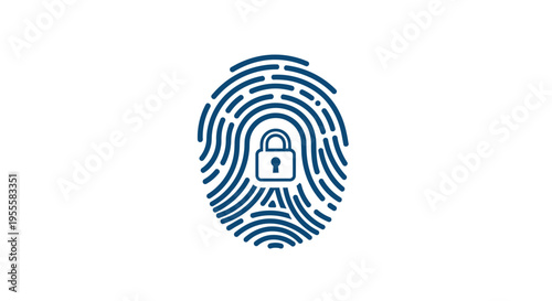 Fingerprint security icon with a padlock representing privacy and data protection