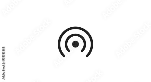 Minimalist Black and White Icon Depicting a Signal Transmission Symbol on White Background