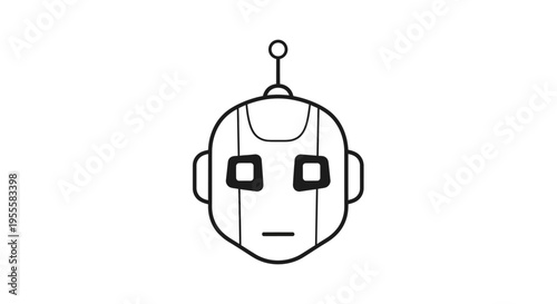 Minimalist robot face illustration in a clean line art style with a modern feel