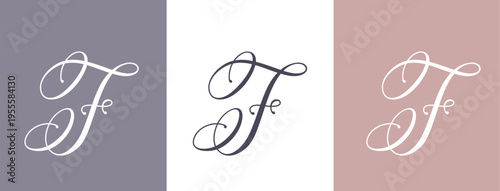 Elegant F letter logo monogram in luxury style with flowing calligraphy lines, premium branding template for boutique, beauty salon and wedding business