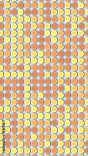 Colorful patterns form a mosaic with orange and yellow dots creating a vibrant visual display at midday